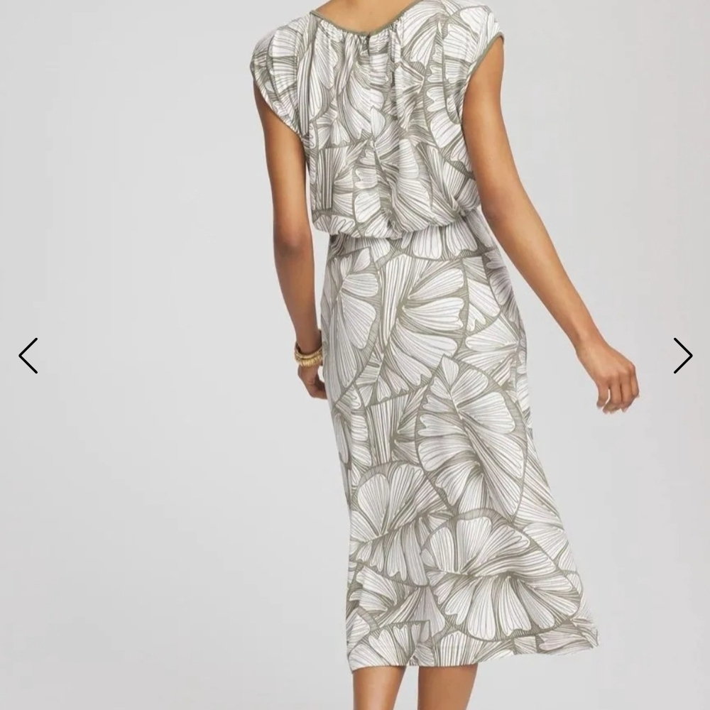 Leaf Patterned Midi Dress - Picture 4 of 5
